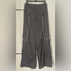 Hot Topic Wide Leg Black Pinstripe Pants size S